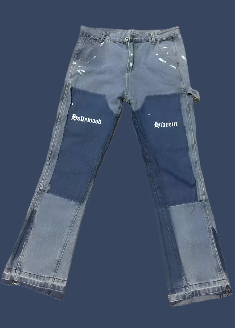 Retro Flared Splice Jeans – Unisex Baggy Streetwear