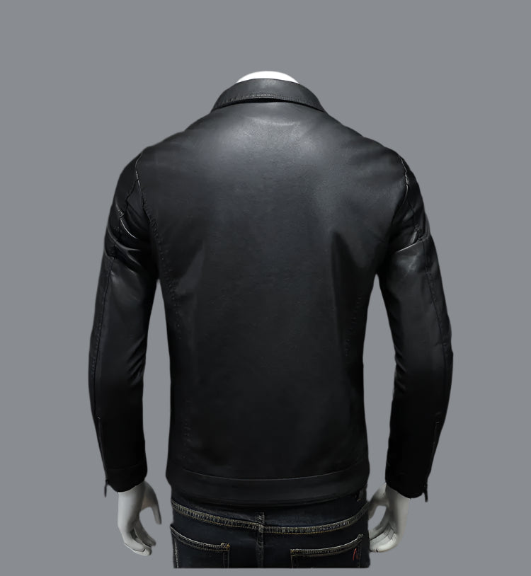 Men’s PU Leather Lapel Jacket – Oversized Moto Workwear