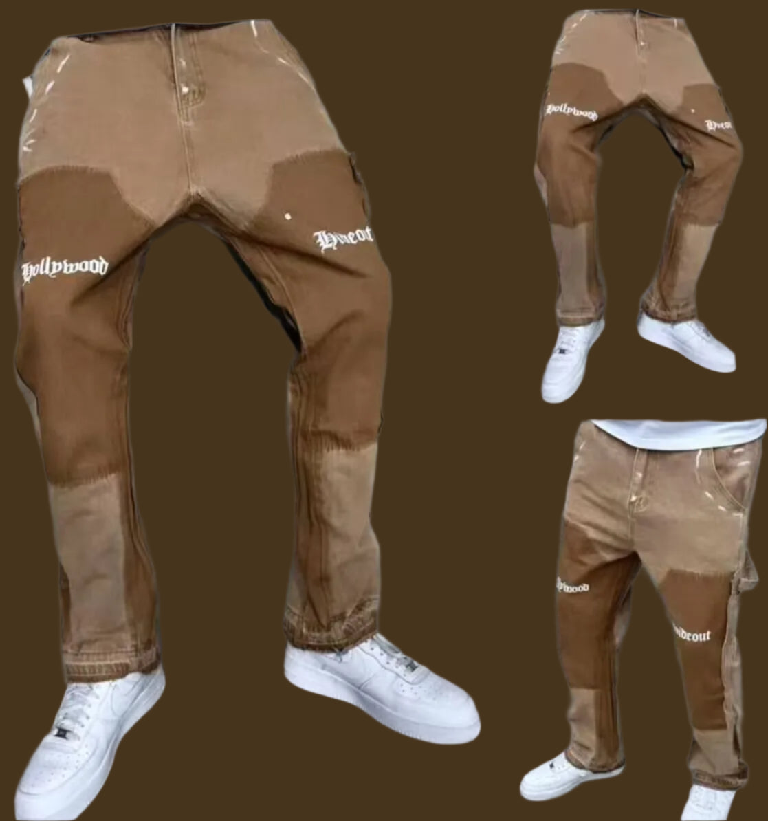 Retro Flared Splice Jeans – Unisex Baggy Streetwear