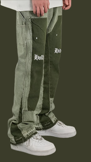 Retro Flared Splice Jeans – Unisex Baggy Streetwear