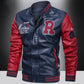 Men’s Colorblock PU Leather Jacket – Pilot Style