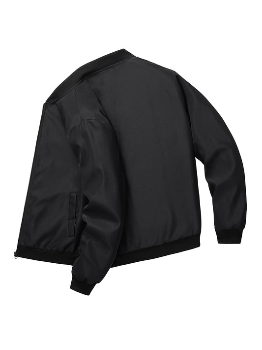 2025 Spring and Autumn New Baseball Collar Short Loose Solid Color Jacket Men's Business Casual Thin Coat Trend