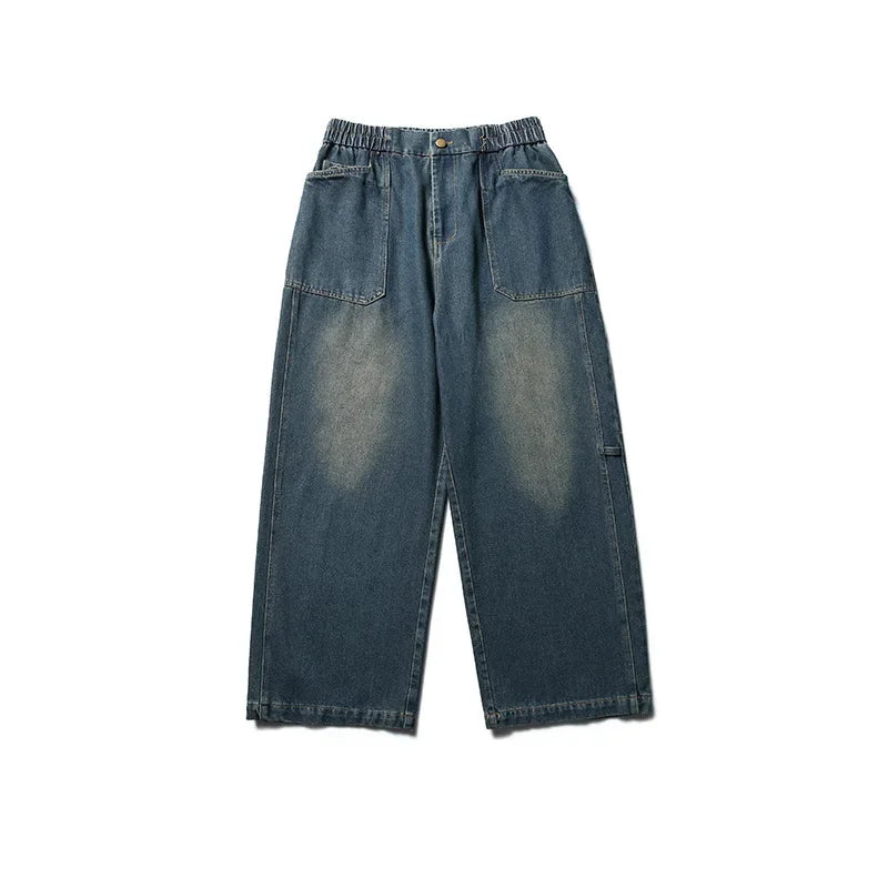 Vintage Loose-Fit Distressed Denim Workwear Pants – Unisex