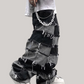 Grunge Stacks" Patchwork Baggy Denim – Men's Streetwear Jeans