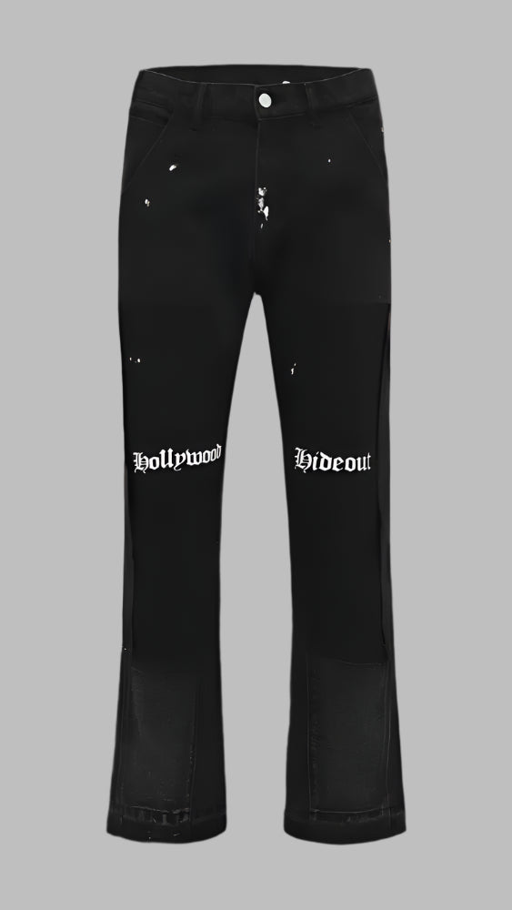 Retro Flared Splice Jeans – Unisex Baggy Streetwear