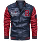 Men’s Colorblock PU Leather Jacket – Pilot Style