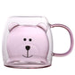 Creative Bear Double Coffee Milk Glass Cute Summer Kids Juicy Cup